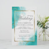 Budget Hochzeit Türkis Gold Abstrakt Marmor Invi (Stehend Vorderseite)