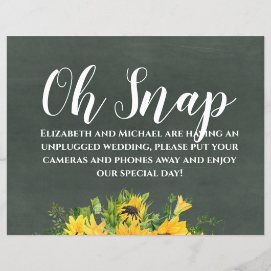 Budget Hochzeit Unplugged Oh Snap Chalk Sonnenblum (Vorderseite)