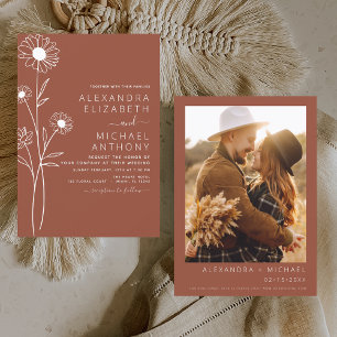Budget-Hochzeit verbranntes orange Terrakotta Foto Flyer
