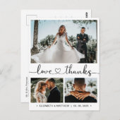 Budget Hochzeit Vielen Dank 3 Foto Collage Postcar Postkarte (Vorne/Hinten)