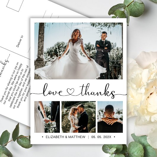 Budget Hochzeit Vielen Dank 4 Foto Collage Postcar Postkarte