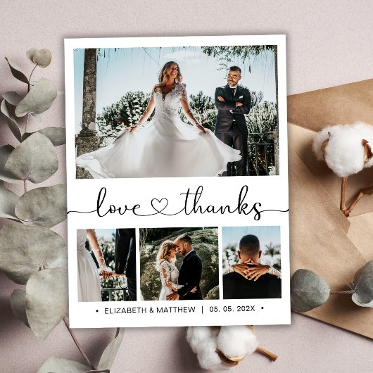 Budget Hochzeit Vielen Dank 4 Foto Collage Postcar Postkarte