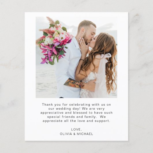 Budget Hochzeit Vielen Dank Foto Minimalistisch Ca (Rückseite)