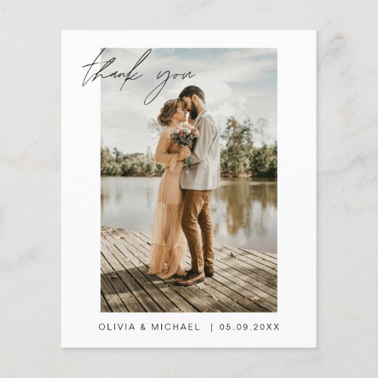 Budget Hochzeit Vielen Dank Karten Foto Minimalist (Vorne)