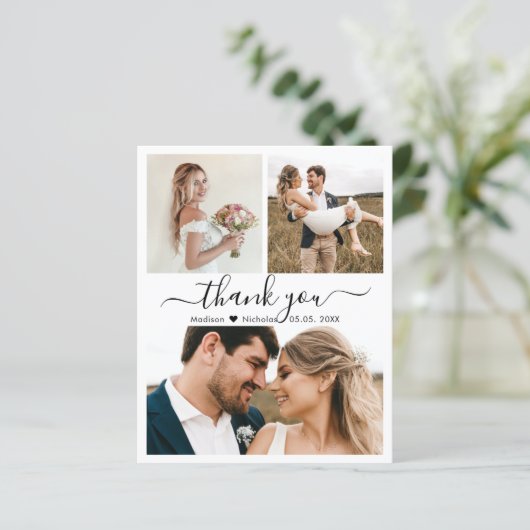 Budget Hochzeit Vielen Dank Script Foto Collage Ca (Stehend Vorderseite)