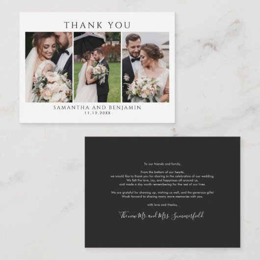 Budget Hochzeitfoto Collage Danke Karte (Vorne/Hinten)