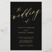 Budget Hochzeitgold schwarze QR-Code Einladung Flyer (Vorne)