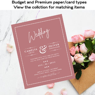 BUDGET-Hochzeits-Einladung Dusty Rose Pink Flyer