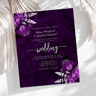 Budget-Hochzeits-Einladung mit Pflaumen-Purple-Sil