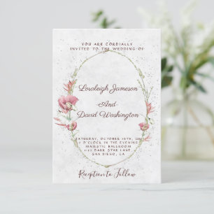 Budget-Hochzeits-Einladung mit rosa Mohnblumen Einladung