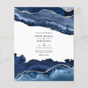 Budget-Hochzeits-Einladung Navy und Silber-Achat Flyer
