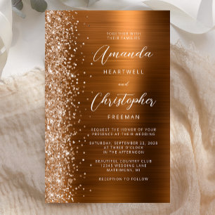 Budget-Hochzeits-Einladungskarte Copper Glam