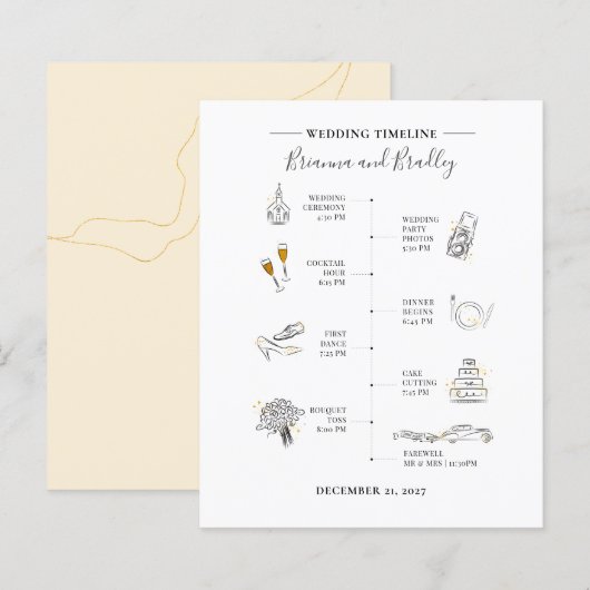 Budget-Hochzeits-Itinerary-Programm Moderne Icons (Vorne/Hinten)