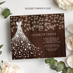 Budget-Hochzeitsdusche-Einladung rustikales Papier