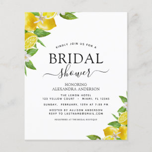 Budget-Hochzeitsdusche-Zitronen-Zitrus-Einladungen Flyer