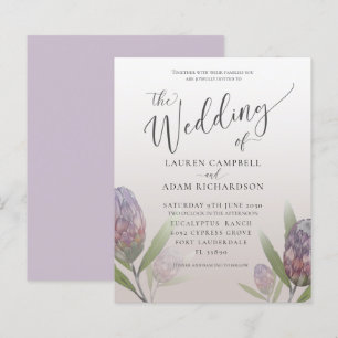 Budget-Hochzeitseinladung im modernen lila Blumenm