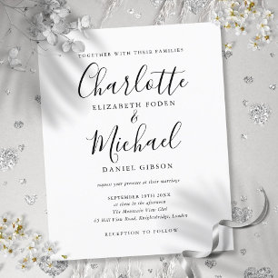 Budget Hochzeitseinladung im Schwarz-Weiß-Schrift-