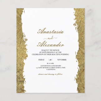 Budget/Hochzeitseinladung in Gold. Flyer