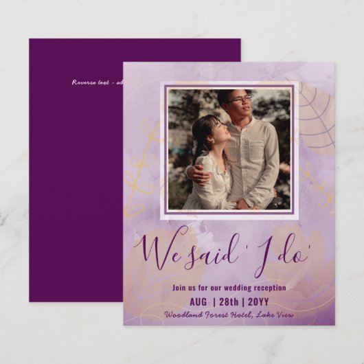 BUDGET Hochzeitsempfang Einladung mit FOTO (Vorne/Hinten)