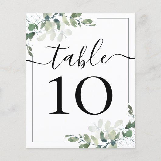 BUDGET Hochzeitsempfang Eukalyptus-Tischnummer (Rückseite)