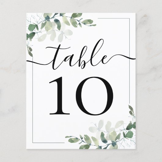 BUDGET Hochzeitsempfang Eukalyptus-Tischnummer (Vorderseite)
