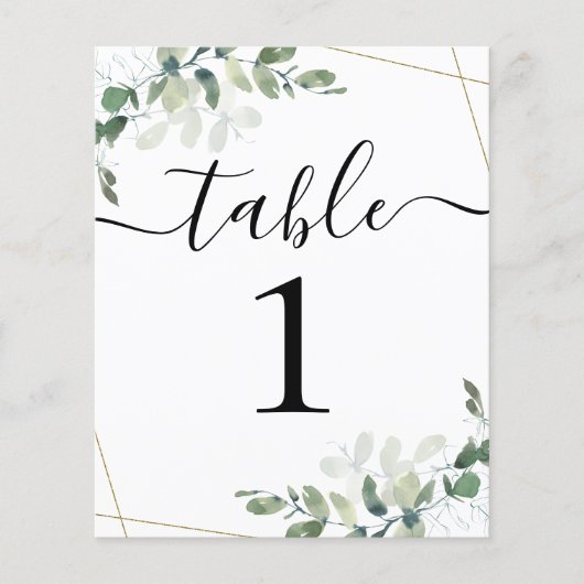 BUDGET Hochzeitsempfang Eukalyptus-Tischnummer (Vorderseite)