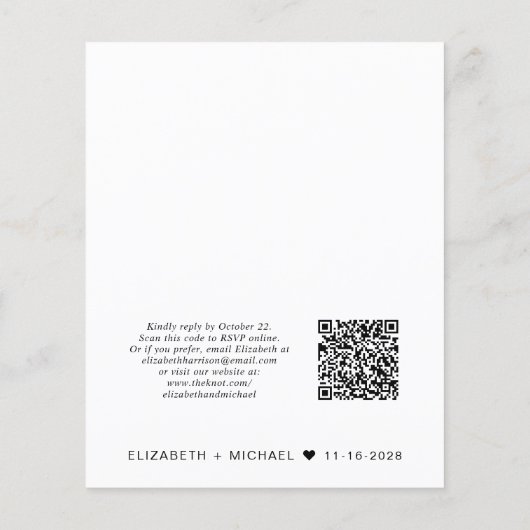 Budget Hochzeitsempfang QR Code Einfache Einladung (Rückseite)