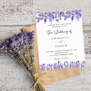 Budget Hochzeitslavender violett florale Einladung