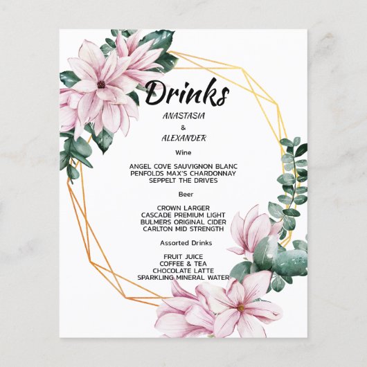 Budget/Hochzeitsmenü/Flachmenü. (Rückseite)