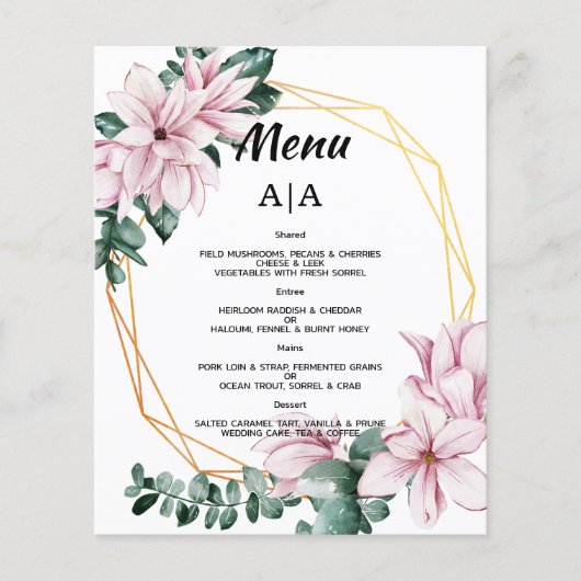 Budget/Hochzeitsmenü/Flachmenü. (Vorderseite)