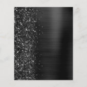 Budget Hochzeitsmenü in schwarz Glamour Glitter (Rückseite)