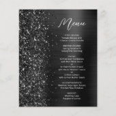 Budget Hochzeitsmenü in schwarz Glamour Glitter (Vorderseite)