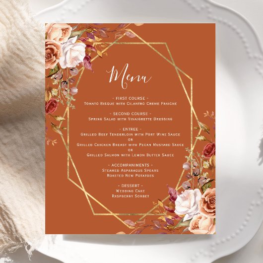 Budget-Hochzeitsmenü mit verbrannter Orange und He
