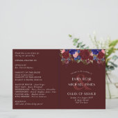 Budget Hochzeitsprogramm Burgundy Blue Rose Blume (Stehend Vorderseite)