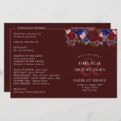 Budget Hochzeitsprogramm Burgundy Blue Rose Blume (Vorne/Hinten)
