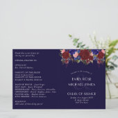 Budget Hochzeitsprogramm Burgundy Blue Rose Blume (Stehend Vorderseite)