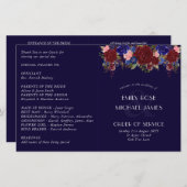 Budget Hochzeitsprogramm Burgundy Blue Rose Blume (Vorne/Hinten)