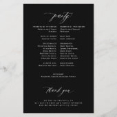 Budget-Hochzeitsprogramm in schwarz-weiß und elega (Rückseite)