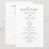 Budget-Hochzeitsprogramm in Schwarzweiß-Kalligrafi (Vorne/Hinten)