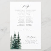Budget-Hochzeitsprogramm mit Kiefernwald im Gebirg (Rückseite)
