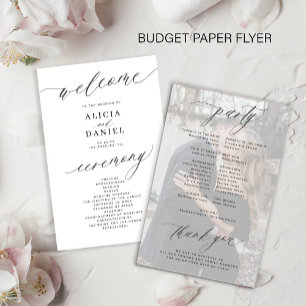 Budget-Hochzeitsprogramm mit Schwarz-Weiß-Fotos Flyer