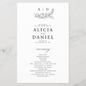 Budget-Hochzeitsprogramm mit schwarz-weißem Monogr Flyer (Vorne)