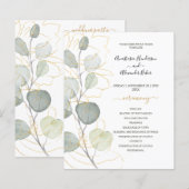 Budget-Hochzeitsprogrammkarte mit Blumenmotiv. (Vorne/Hinten)