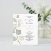 Budget-Hochzeitsprogrammkarte mit Blumenmotiv. (Stehend Vorderseite)