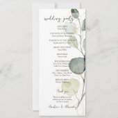 Budget-Hochzeitsprogrammkarte mit Blumenmotiv. Einladung (Rückseite)
