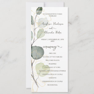 Budget-Hochzeitsprogrammkarte mit Blumenmotiv. Einladung