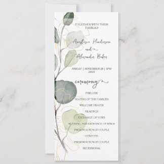 Budget-Hochzeitsprogrammkarte mit Blumenmotiv. Einladung
