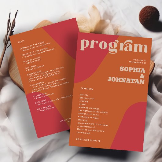 Budget-Hochzeitsprogrammvorlage im Retro-Stil