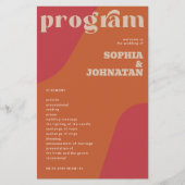 Budget-Hochzeitsprogrammvorlage im Retro-Stil (Vorderseite)