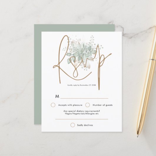 Budget Hochzeitssage Foliage Gold Script UAWG (Vorderseite/Rückseite Beispiel)